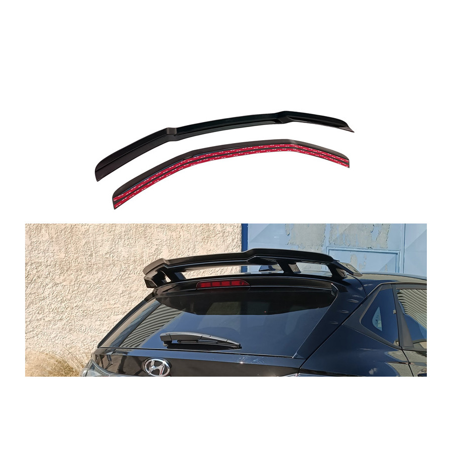 Becquet de toit (Spoiler Cap) sur mesure pour Hyundai i20 III N (1.6 T-GDi) 2020- (ABS Noir brillant)