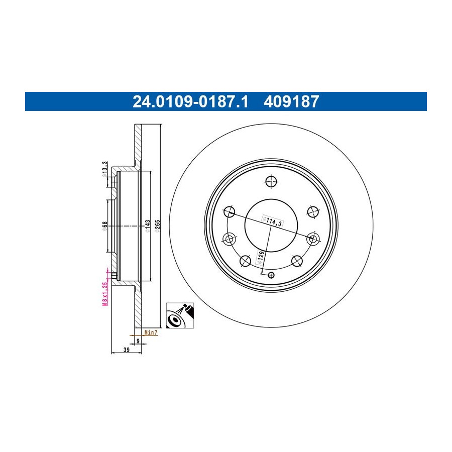 2x Disque de frein plein 24.0109-0187.1 ATE pour MAZDA 3 A trois volumes CX-30 - Image 3