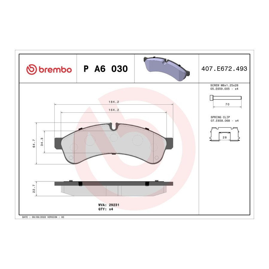 Brembo Jeu De Plaquettes De Frein P A6 030 - Image 6