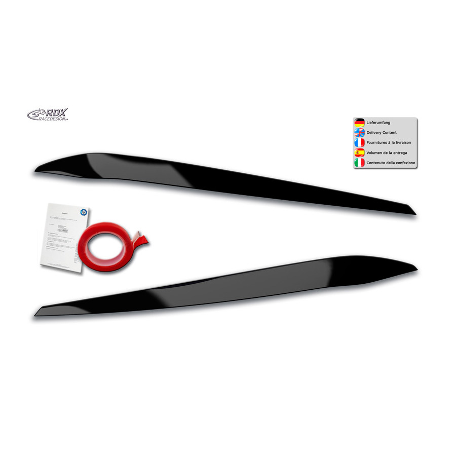 Spoilers de phare sur mesure pour Volkswagen Touran (5T) 2015- (LED) (ABS Noir Brillant)