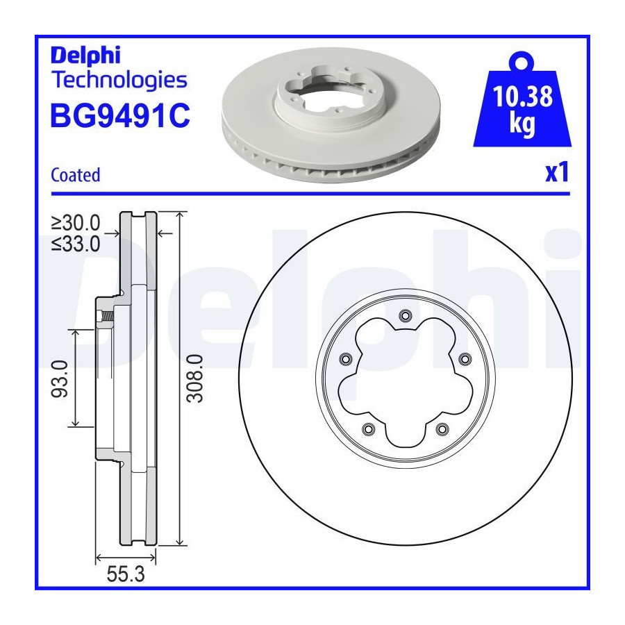 Delphi Disque De Frein Bg9491c, 1 Pièce - Image 4