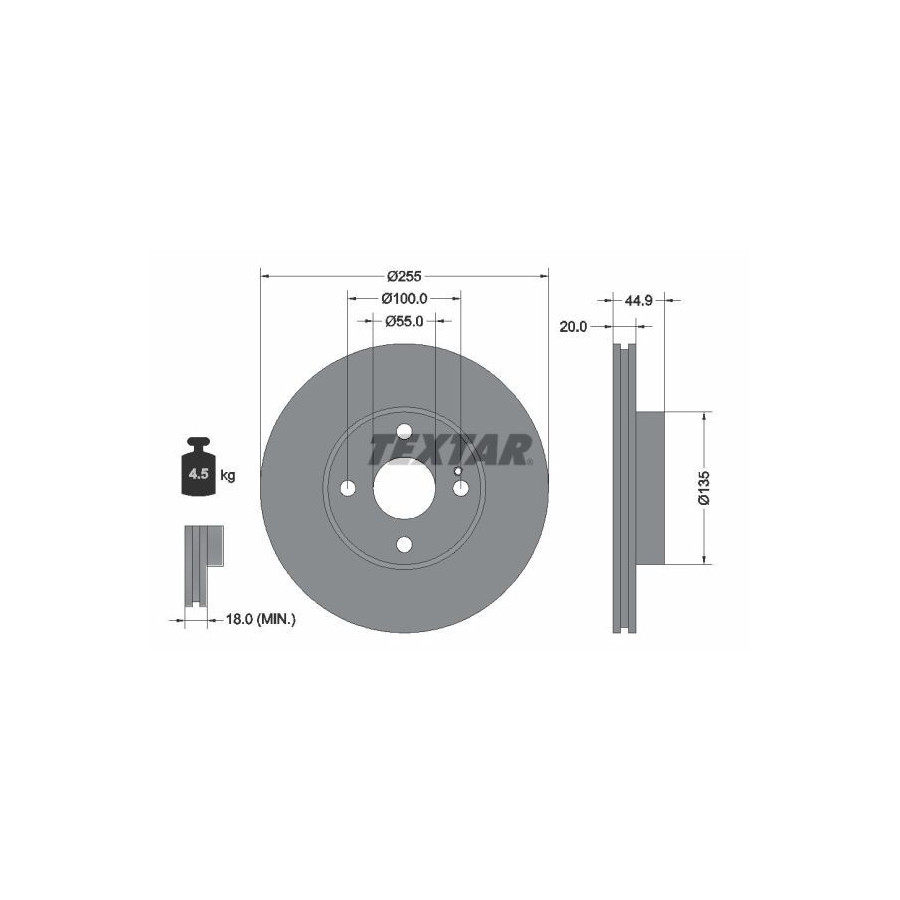 Textar Disque De Frein 92096800 Mazda