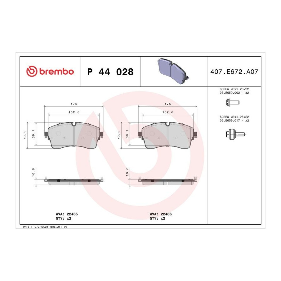 Brembo Kit De Plaquettes De Frein, Frein À Disque P 44 028 - Image 5