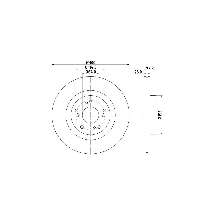 2 Disques de Frein Aéré Internement Ø 64 MM 25 MM HELLA Convient pour Honda Cr-V - Image 3