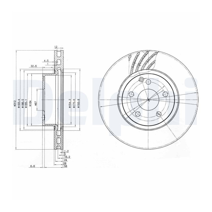 Delphi Disque De Frein Bg3756 Mercedes-Benz