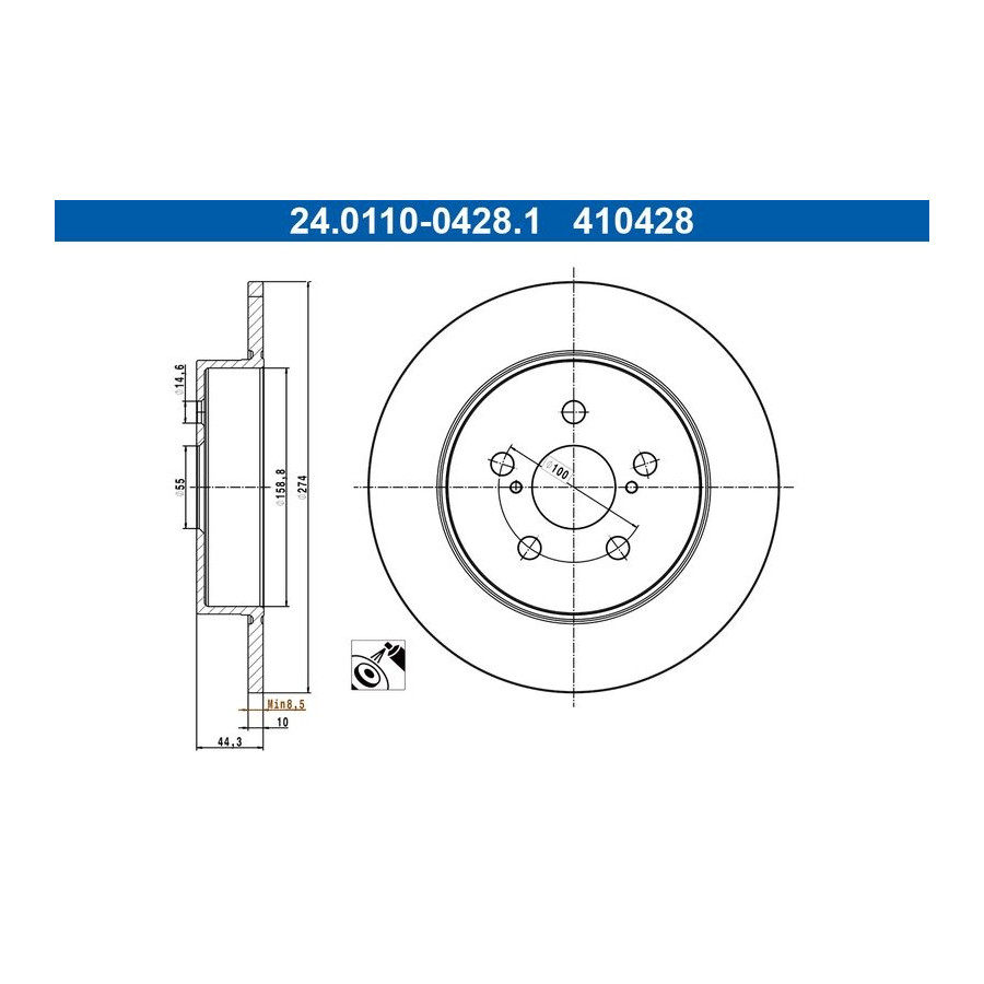 Disque De Frein Ate 24.01100428.1 Mazda;Toyota