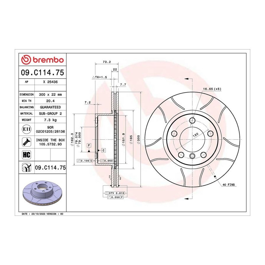Brembo Disque De Frein 09.C114. Bmw