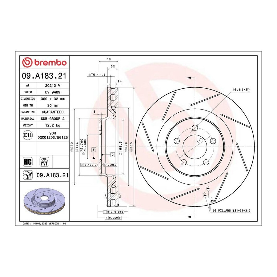 Brembo Disque De Frein 09.A183.21 - Image 3