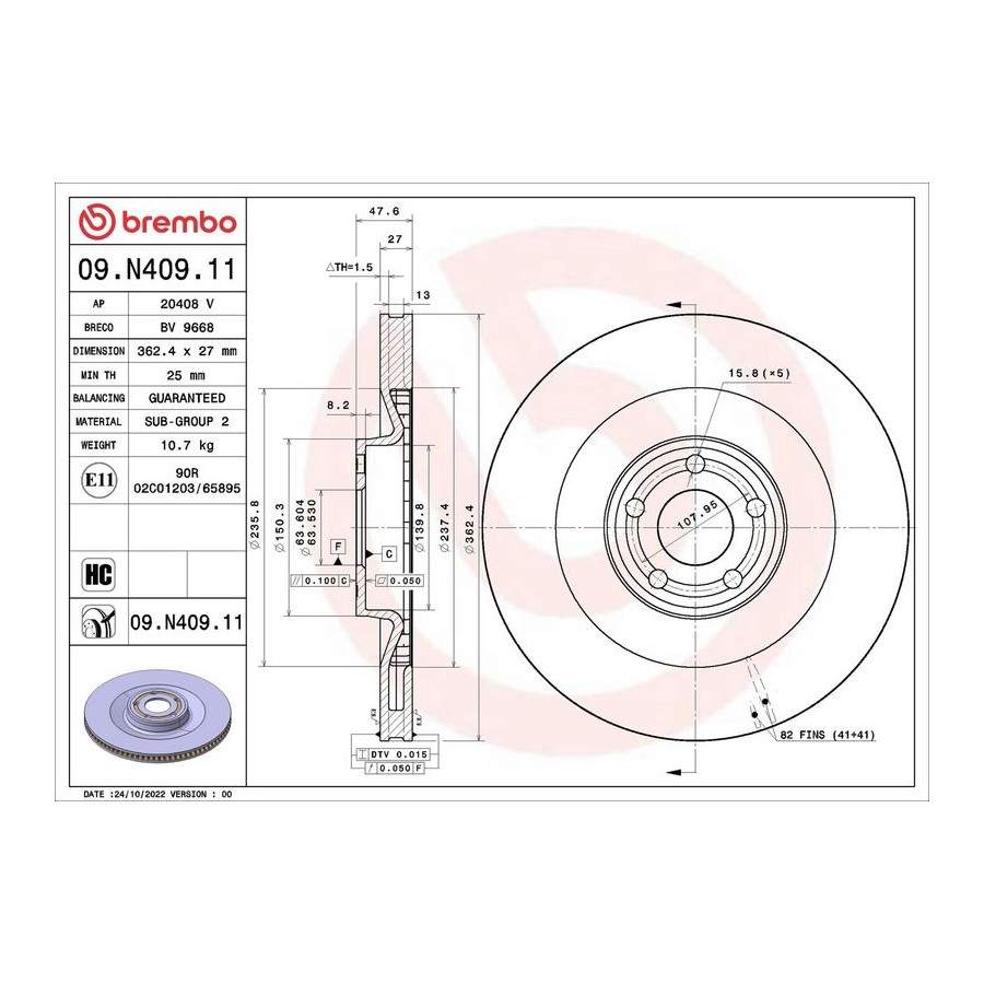 Brembo Disque De Frein 09.N409.11, 1 Pièce - Image 2