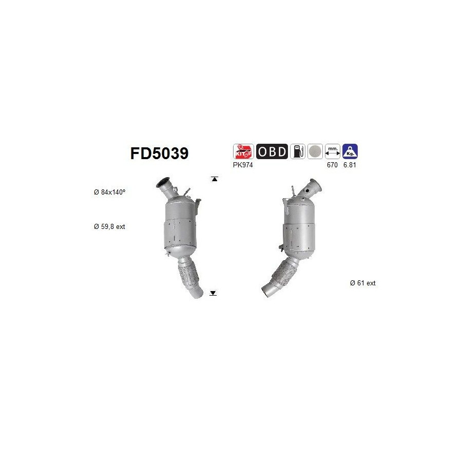 AS  Filtre &agrave; particules (&eacute;chappement) FD5039