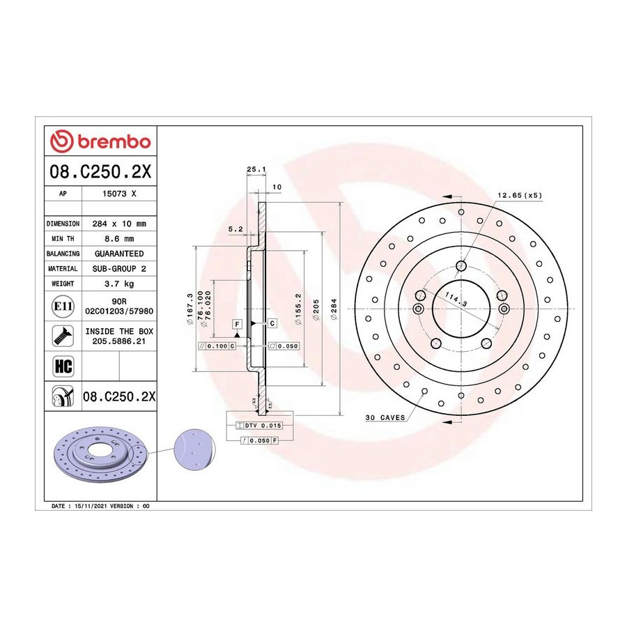 Brembo Disque De Frein 08.C250.2x - Image 4