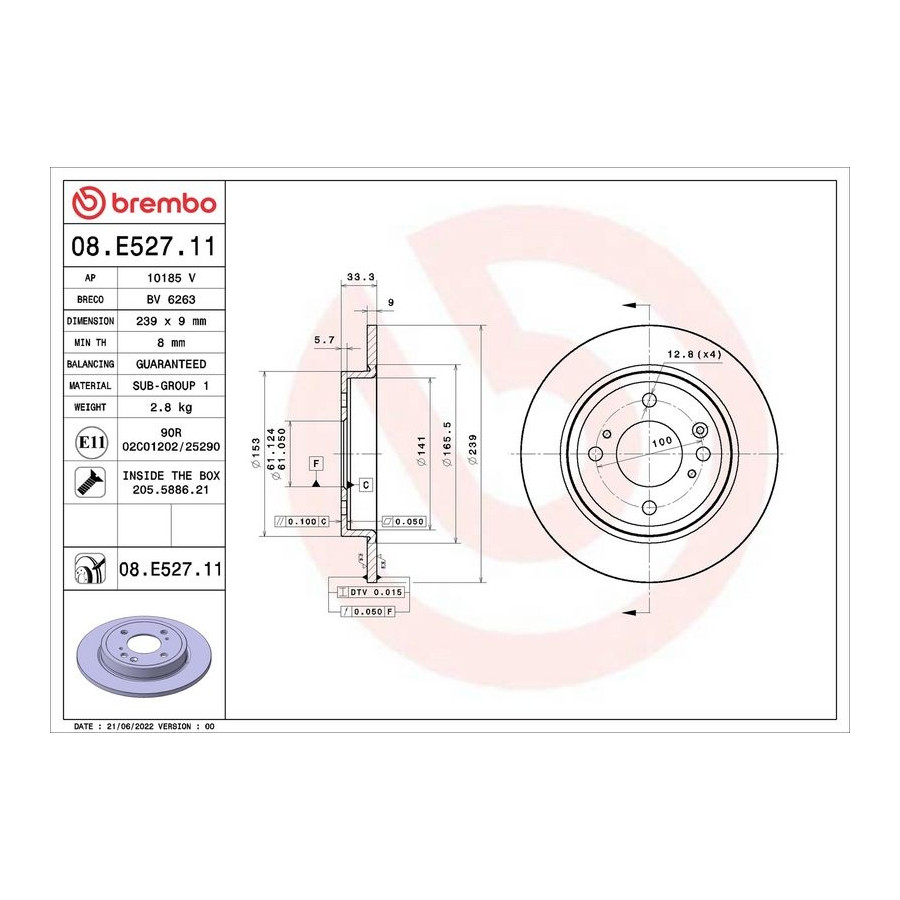 Brembo Disque De Frein 09.E528.11, 1 Pièce - Image 2