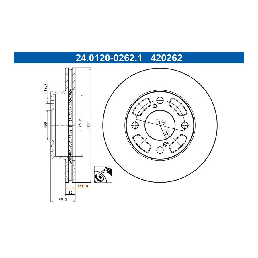 Disque De Frein Ate 24.01200262.1 Suzuki