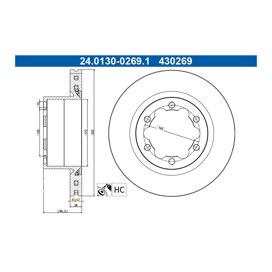 Disque De Frein Ate 24.01300269.1 Man;Volkswagen