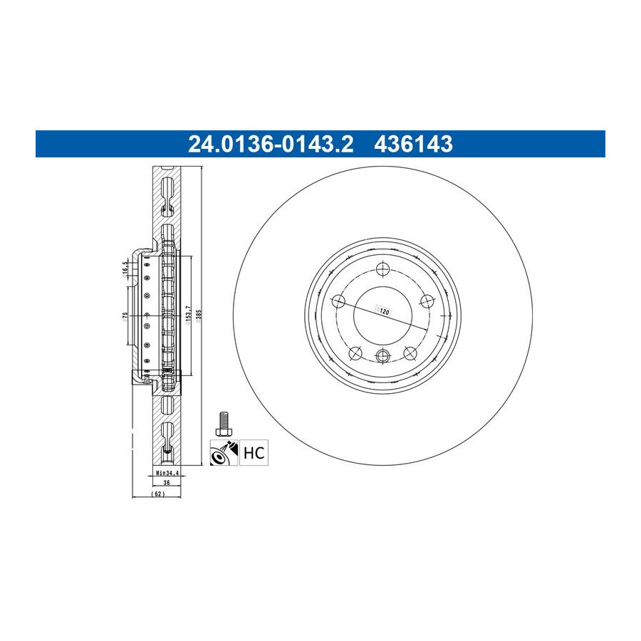 Disque de frein ATE 24.0136-0143.2 - Image 2