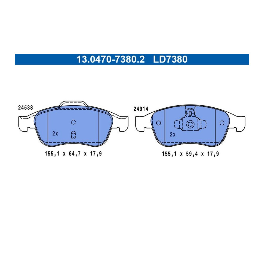 Kit de plaquettes de frein, frein à disque ATE 13.0470-7380.2 - Image 4