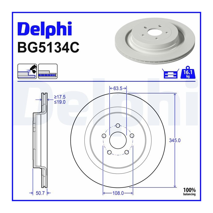 Delphi Disque De Frein Bg5134c Ford Usa