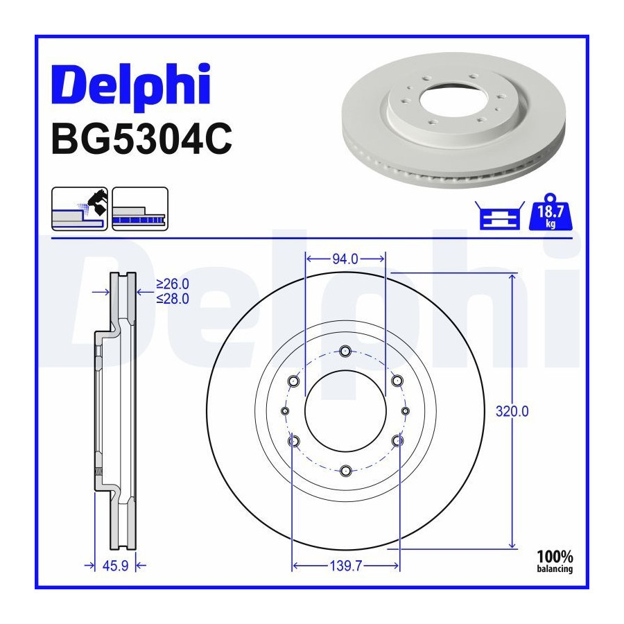 Delphi Disque De Frein Bg5304c Mitsubishi