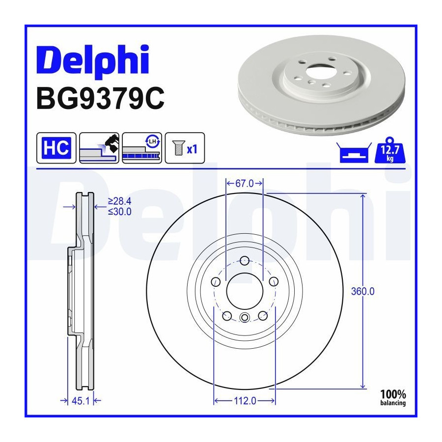 Delphi Disque De Frein Bg9379c - Image 5