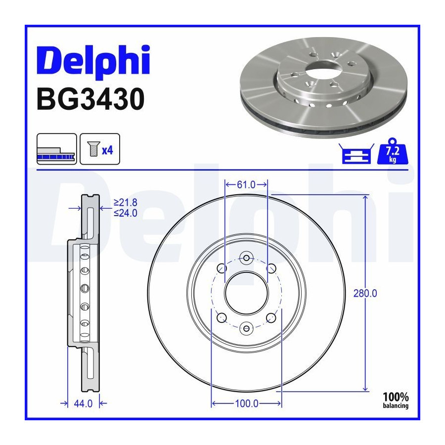 Delphi Disque De Frein Bg3430 Dacia;Renault