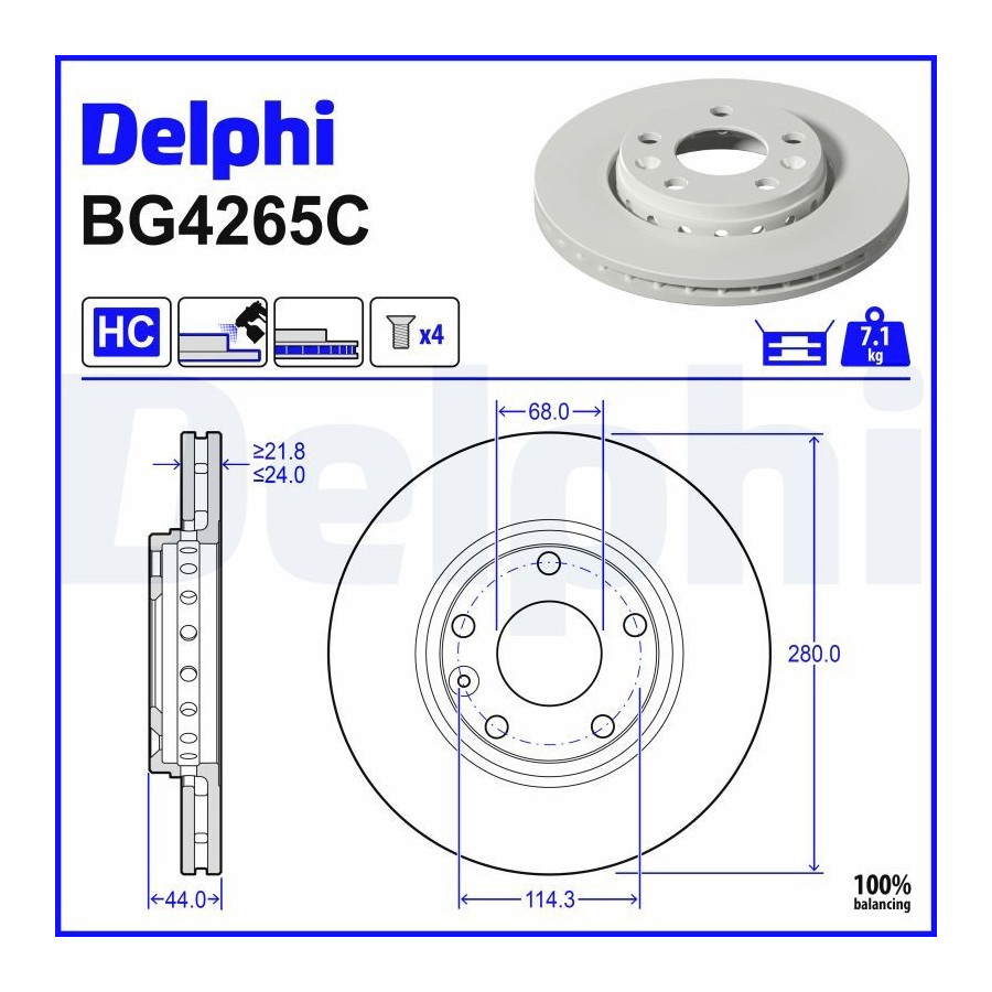 Delphi Disque De Frein Bg4265c Dacia;Mercedes-Benz;Mitsubishi;Nissan;Renault