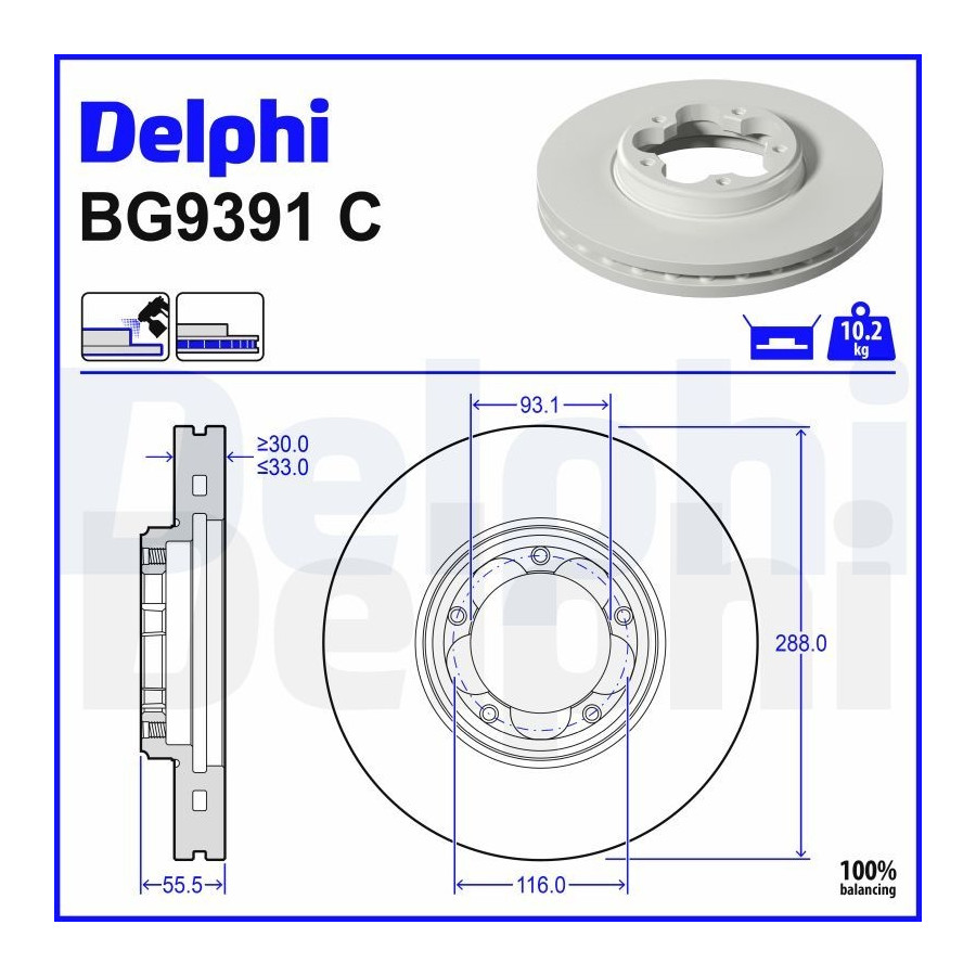 Delphi Disque De Frein Bg9391c, 1 Pièce - Image 4