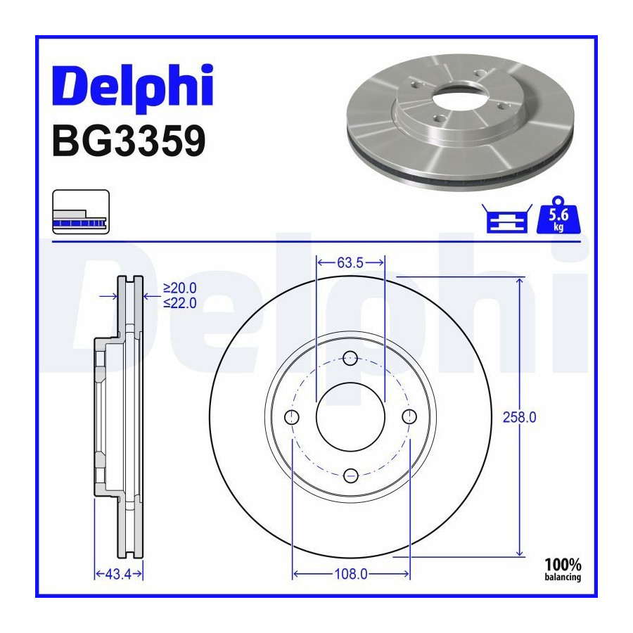 Delphi Disque De Frein Bg3359 Ford;Mazda