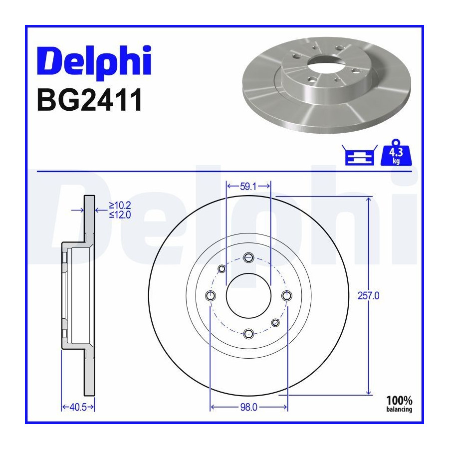 Delphi Disque De Frein Bg2411 Alfa Romeo;Fiat;Lancia