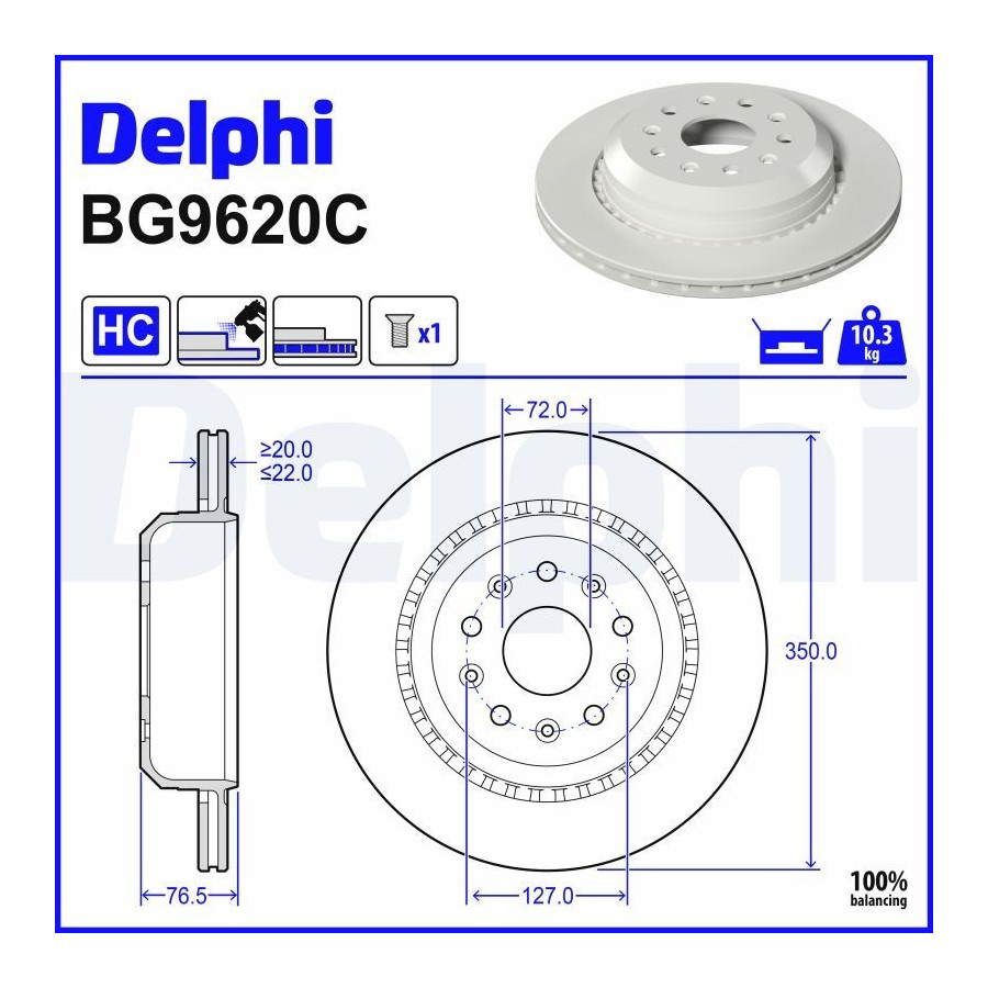 Delphi Disque De Frein Bg9620c Jeep