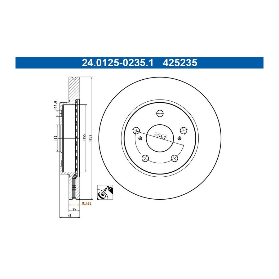 Disque De Frein Ate 24.01250235.1 Suzuki;Toyota