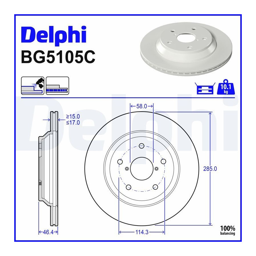 Delphi Disque De Frein Bg5105c Subaru