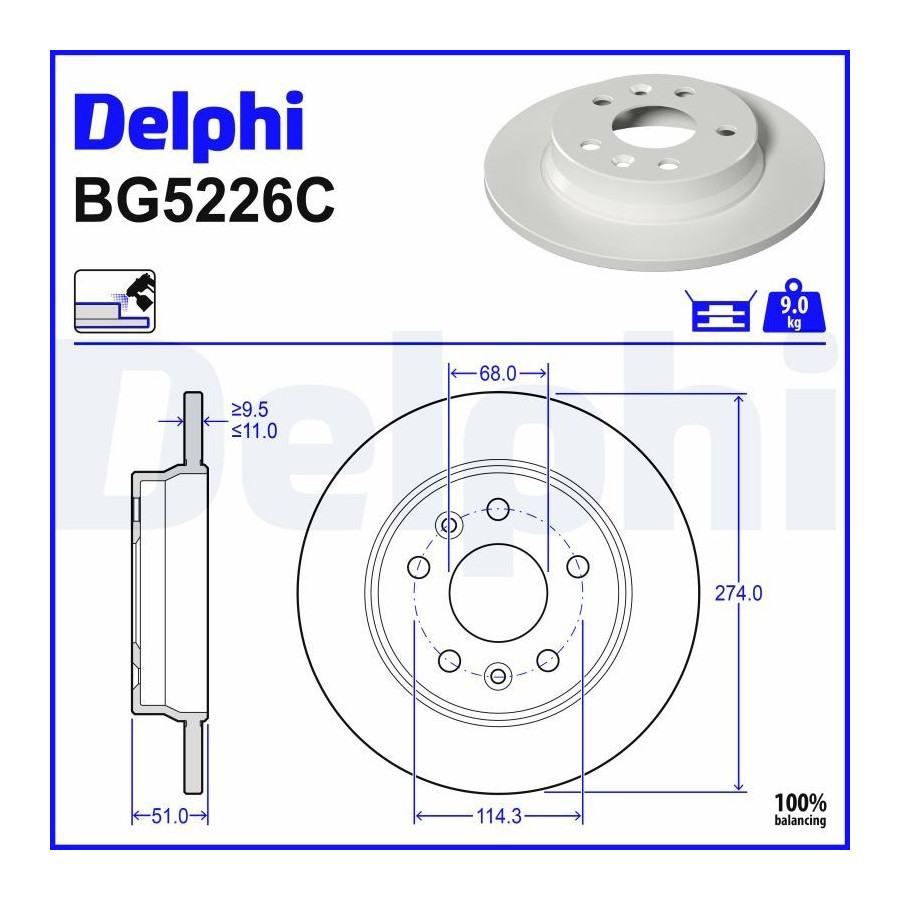 Delphi Disque De Frein Bg5226c, 2 Pièce - Image 2