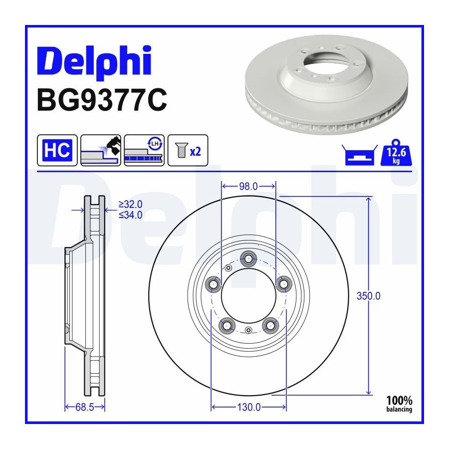 Delphi Disque De Frein Bg9377c - Image 3
