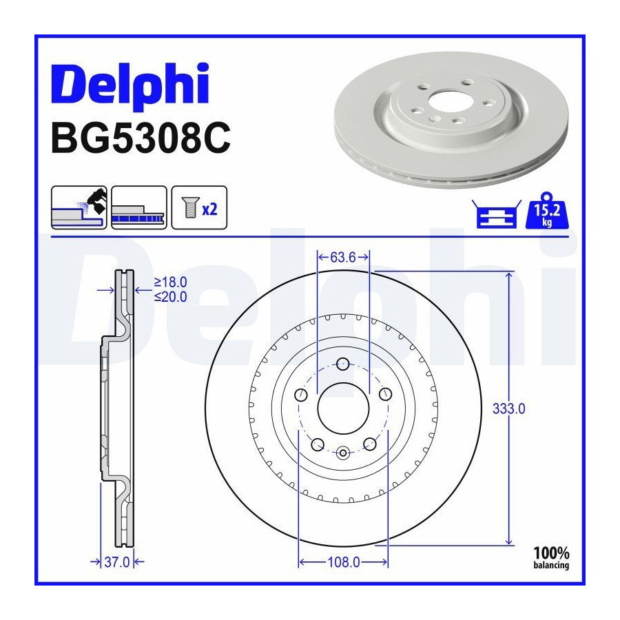 Delphi Disque De Frein Bg5308c Volvo