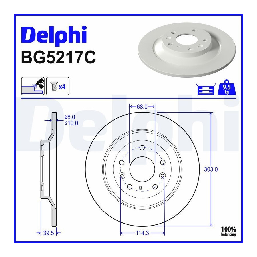 Delphi Disque De Frein Bg5217c Mazda