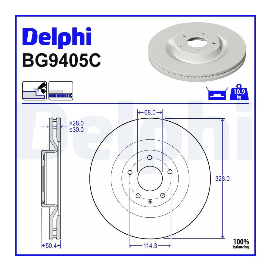 Delphi Disque De Frein Bg9405c Mazda