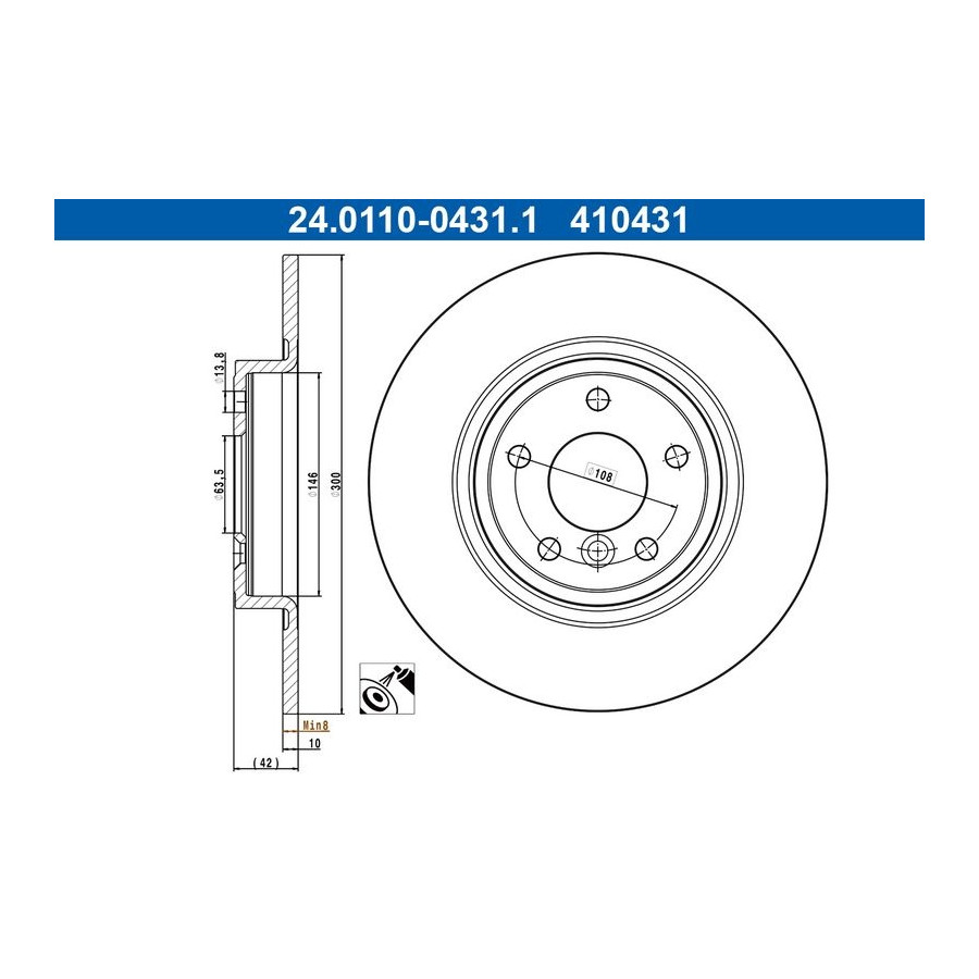 2x Disque de frein plein 24.0110-0431.1 ATE pour JAGUAR XE XF II XF SPORTBRAKE - Image 3