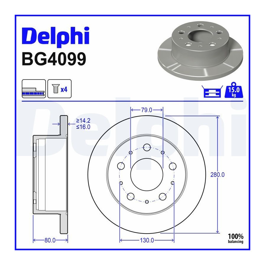 Delphi Disque De Frein Bg4099 Citroen;Fiat;Opel;Peugeot