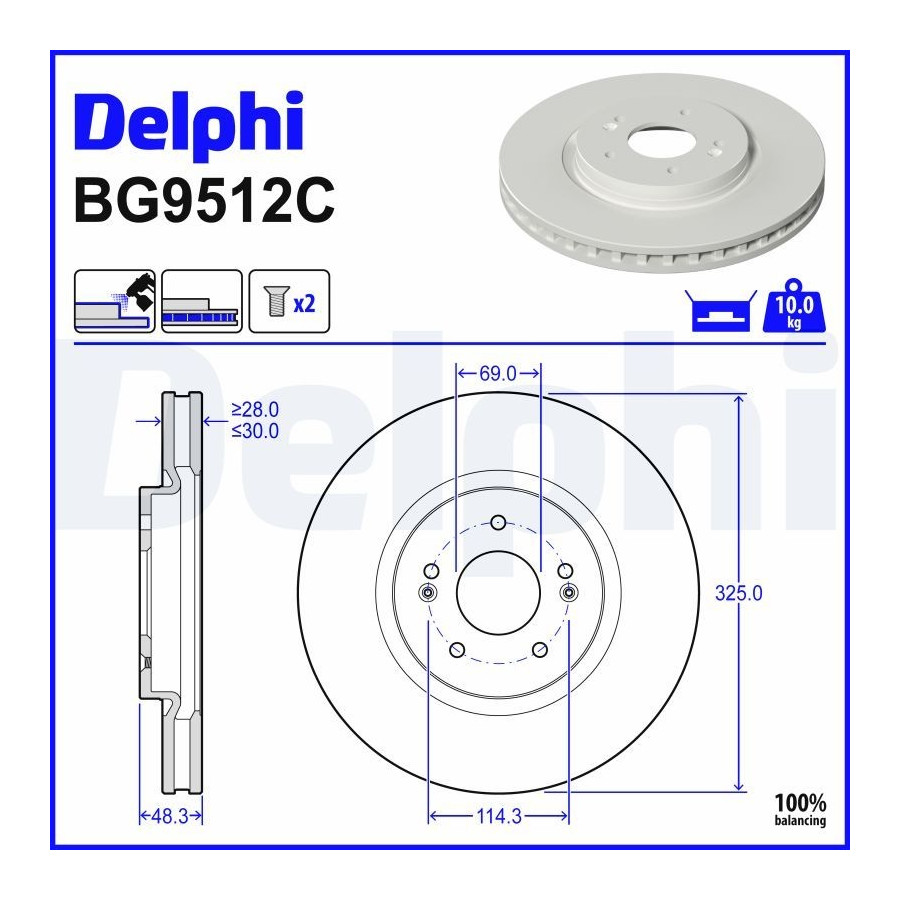 Delphi Disque De Frein Bg9512c - Image 3