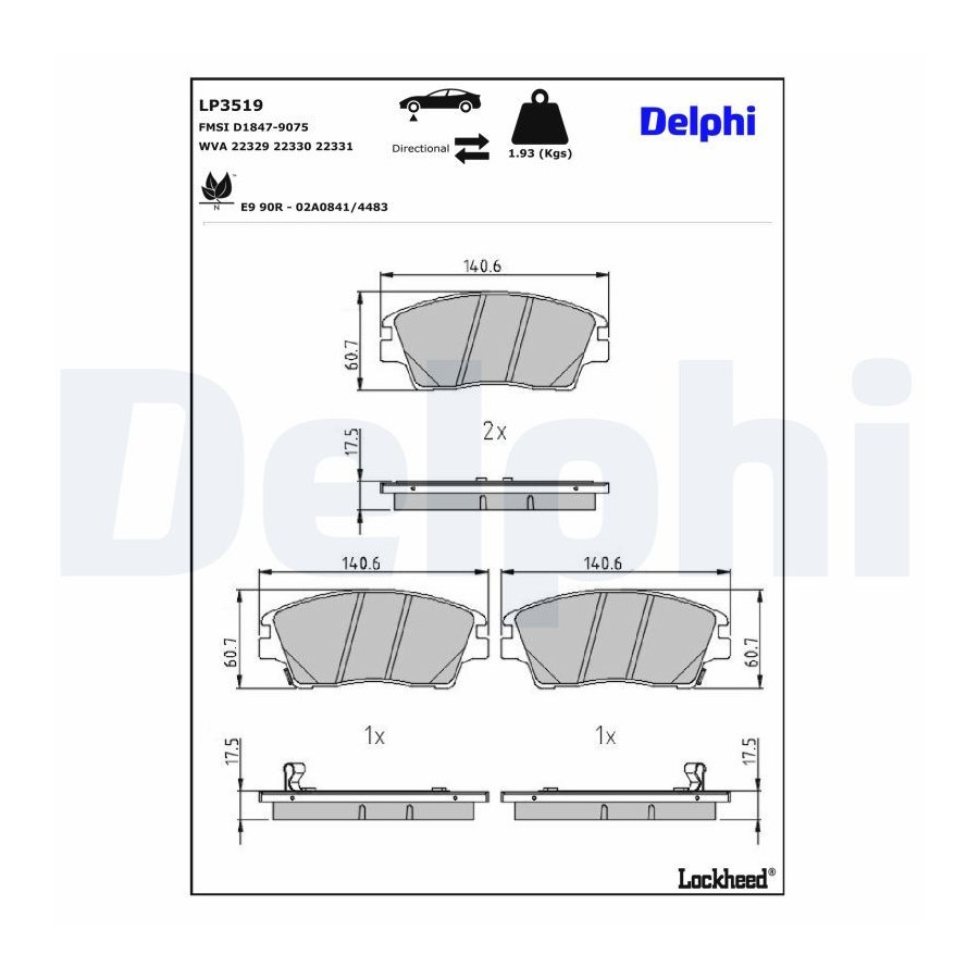Delphi Jeu De Plaquettes De Frein Lp3519, Avant - Image 3