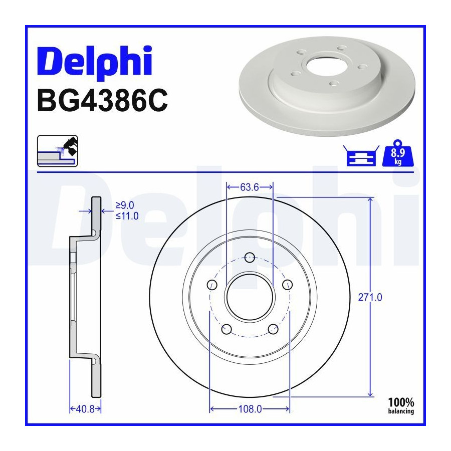 Delphi Disque De Frein Bg4386c Ford