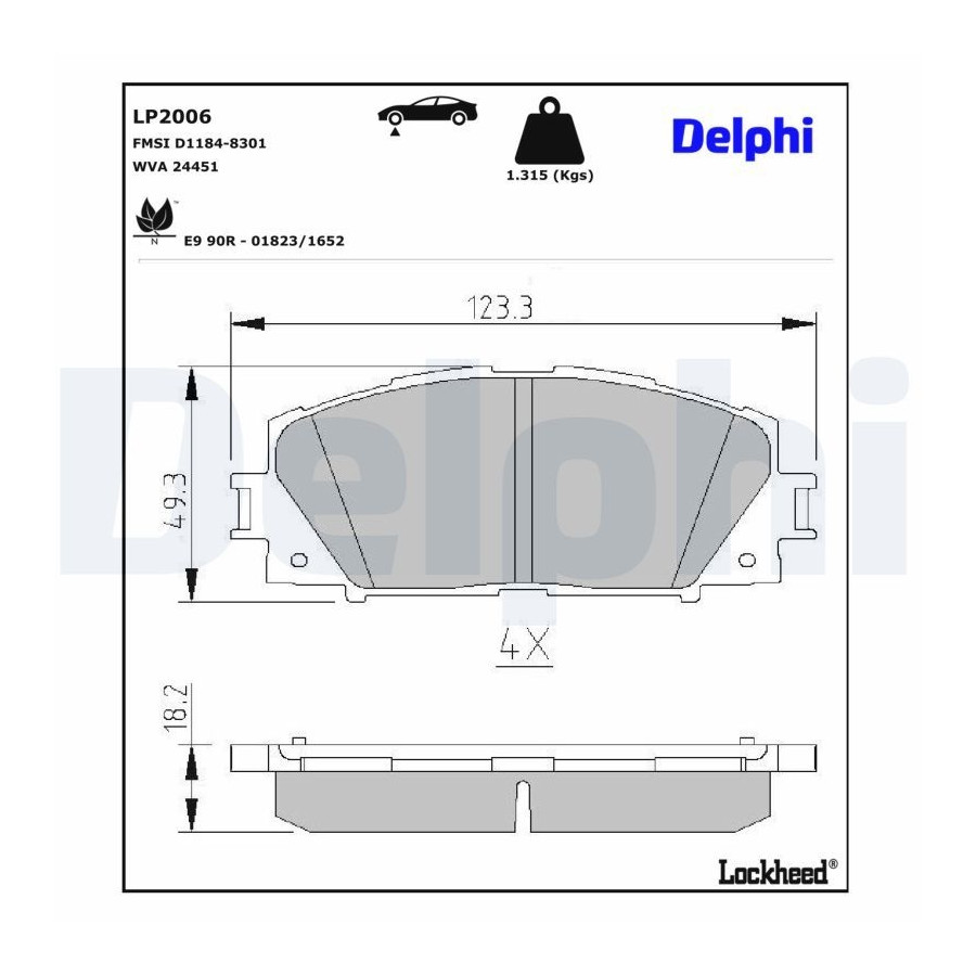 Delphi Jeu De Plaquettes De Frein Lp2006, Avant - Image 2