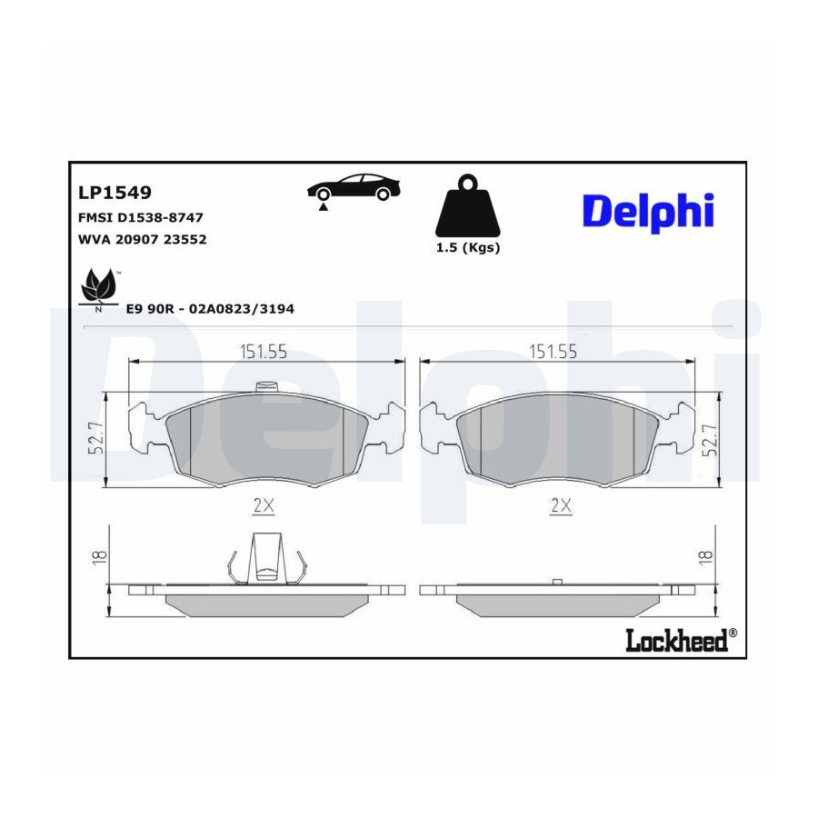 Delphi Kit De Plaquettes De Frein, Frein À Disque Lp1549 - Image 2
