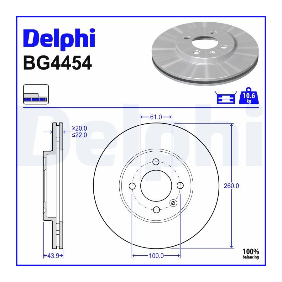 Delphi Disque De Frein Bg4454 Nissan