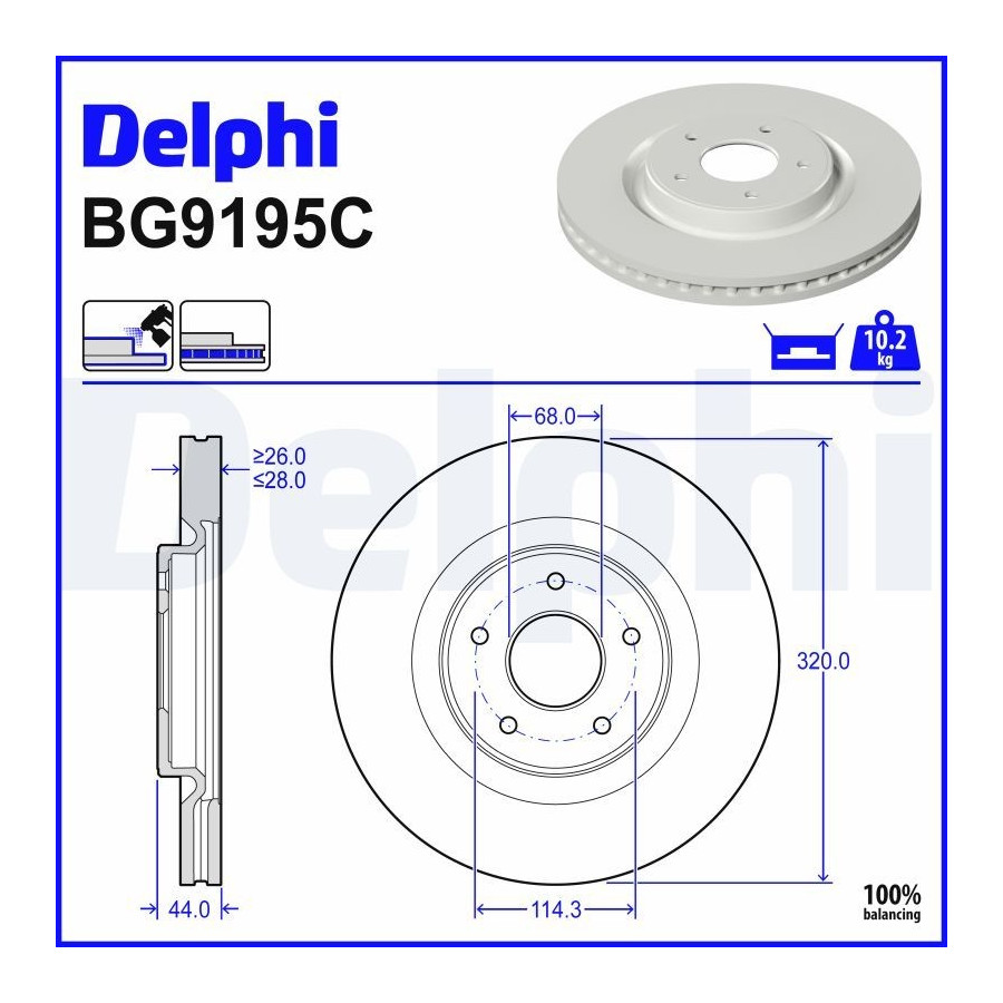 Delphi Disque De Frein Bg9195c - Image 3