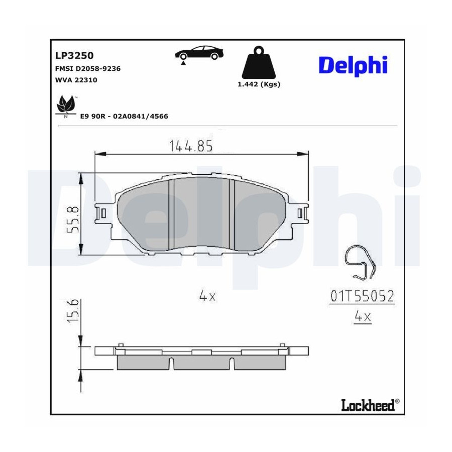 Delphi Kit De Plaquettes De Frein, Frein À Disque Lp3250 Lp3250 Toyota