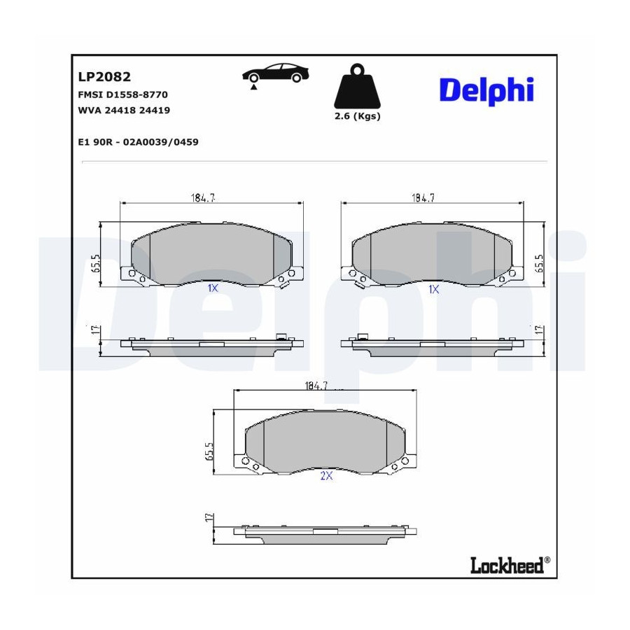 Delphi Kit De Plaquettes De Frein, Frein À Disque Lp2082 - Image 3