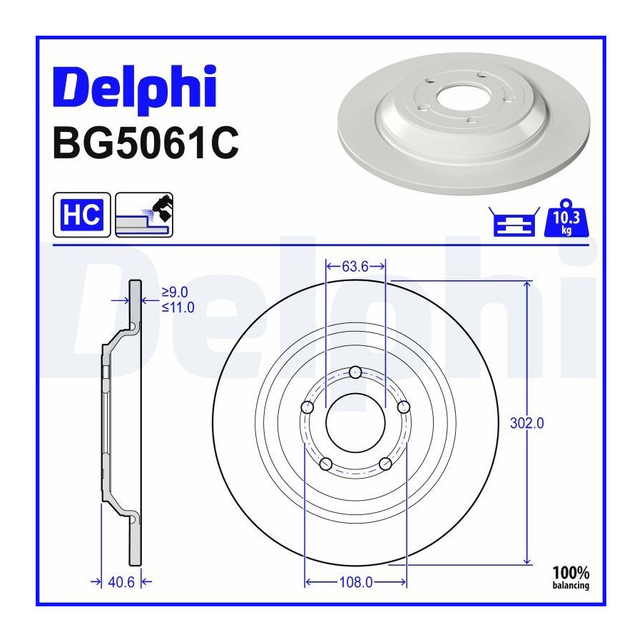 Delphi Disque De Frein Bg5061c Ford