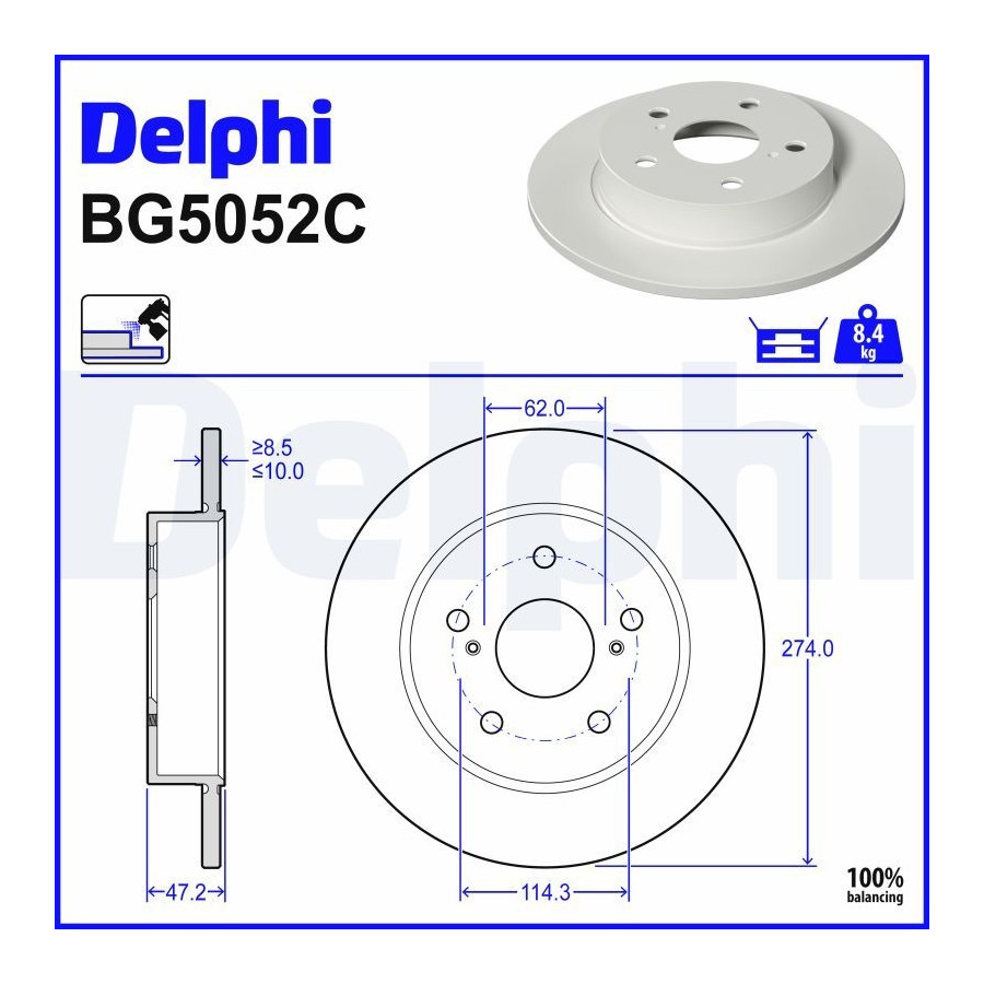 Delphi Disque De Frein Bg5052c Suzuki;Toyota