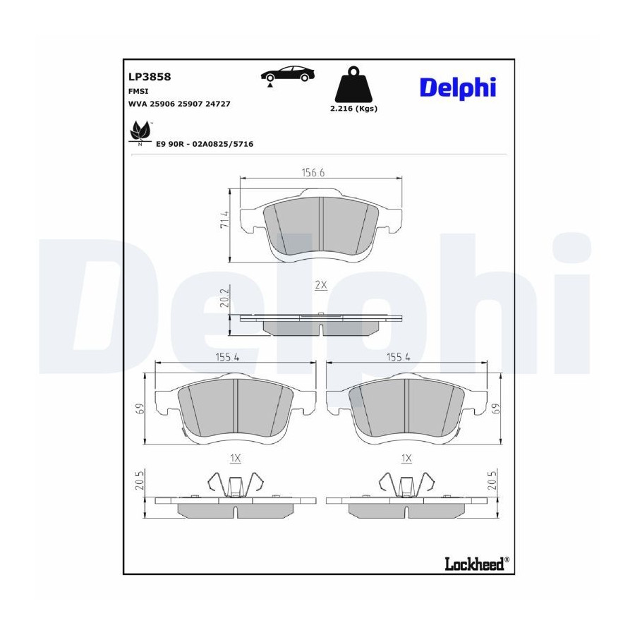Delphi Jeu De Plaquettes De Frein, Frein À Disque Lp3858 Lp3858 Fiat
